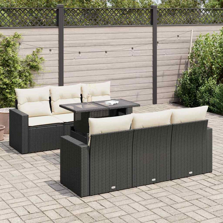 Set Canapele De Grădină Cu Perne, 7 Piese, , Poliratan