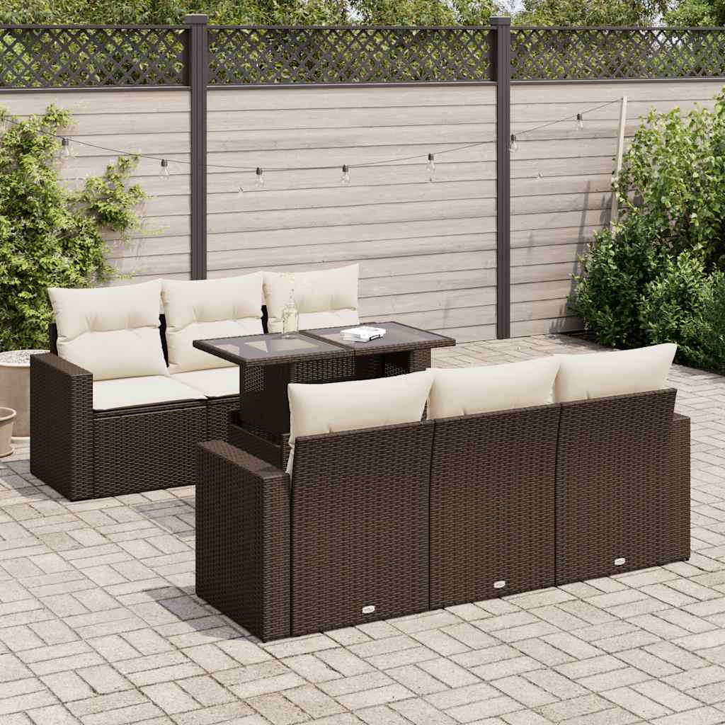 Set Canapele De Grădină Cu Perne, 7 Piese, , Poliratan