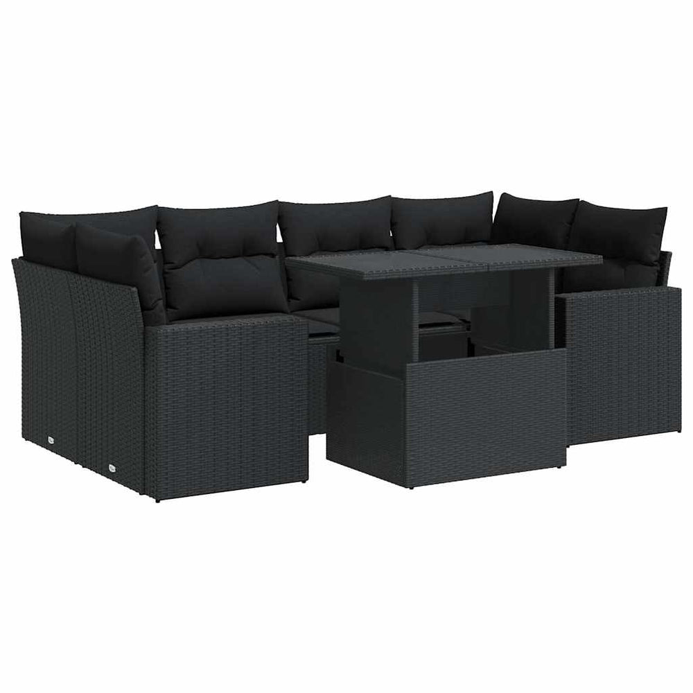 Set Canapele De Grădină Cu Perne, 7 Piese, , Poliratan