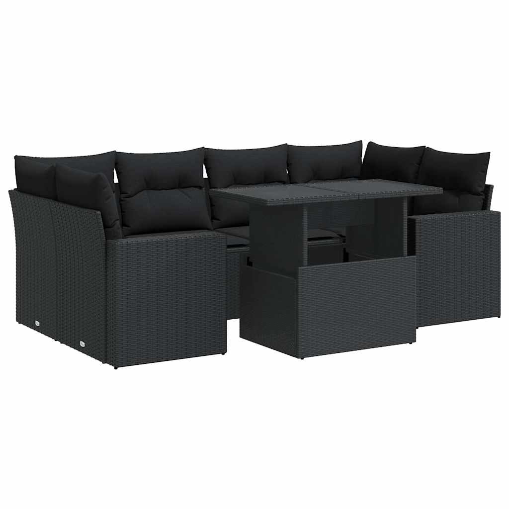 Set Canapele De Grădină Cu Perne, 7 Piese, , Poliratan