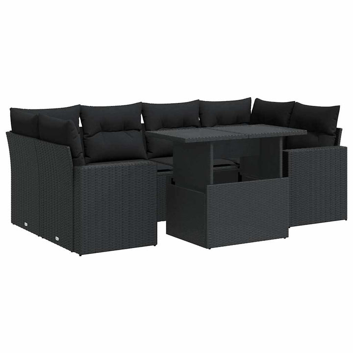 Set Canapele De Grădină Cu Perne, 7 Piese, , Poliratan