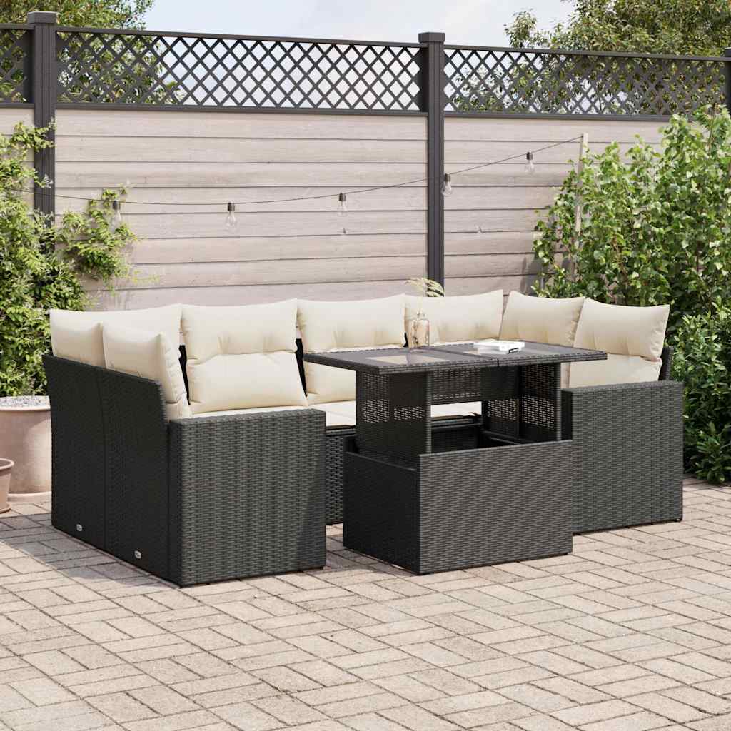 Set Canapele De Grădină Cu Perne, 7 Piese, , Poliratan