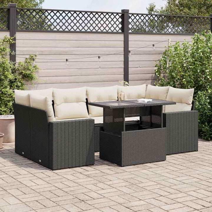 Set Canapele De Grădină Cu Perne, 7 Piese, , Poliratan