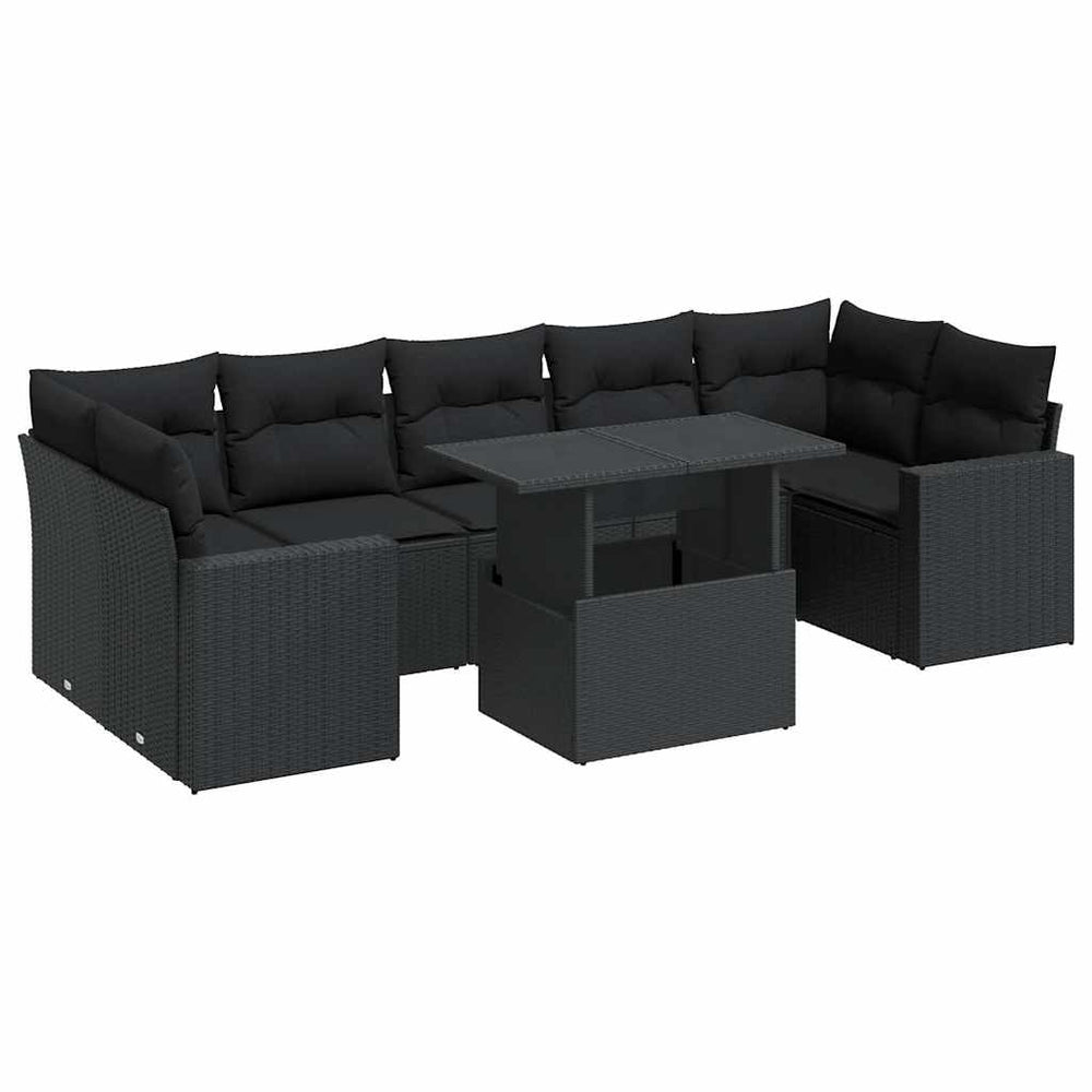 Set Mobilier De Grădină Cu Perne, 8 Piese, , Poliratan