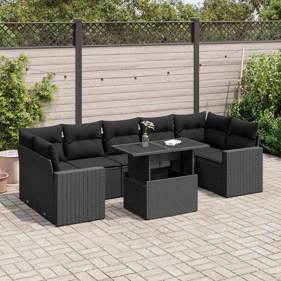 Set Mobilier De Grădină Cu Perne, 8 Piese, , Poliratan