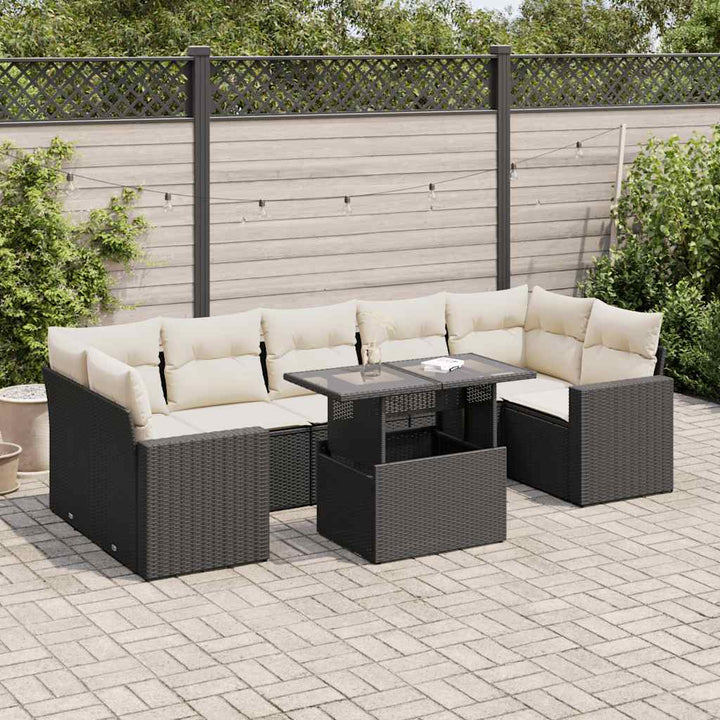 Set Mobilier De Grădină Cu Perne, 8 Piese, , Poliratan