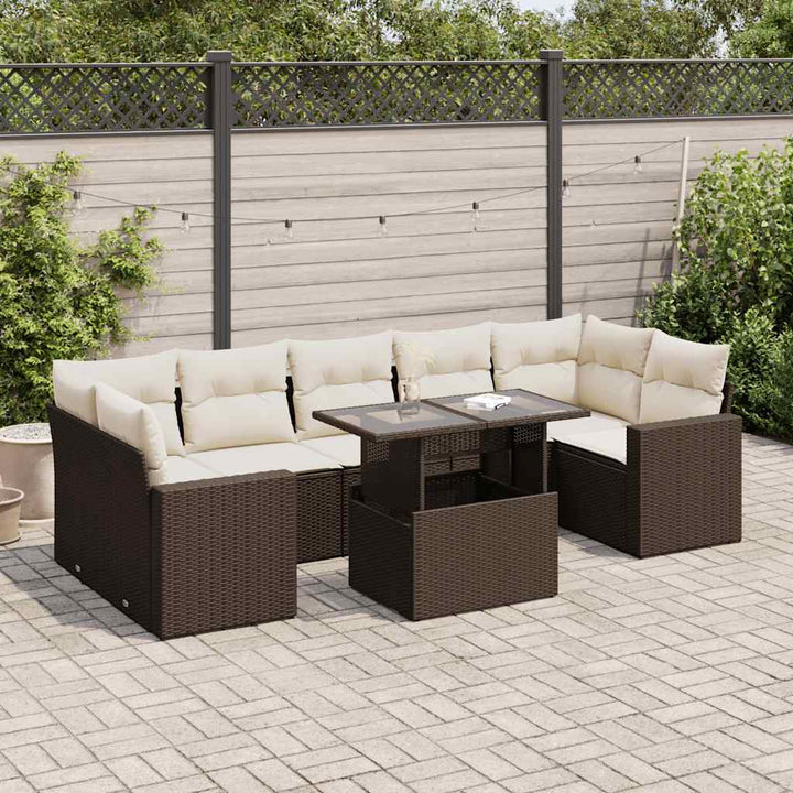 Set Mobilier De Grădină Cu Perne, 8 Piese, , Poliratan