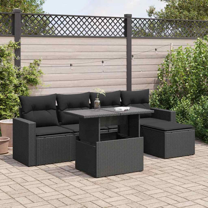 Set Canapele De Grădină Cu Perne, 6 Piese, Bej, Poliratan