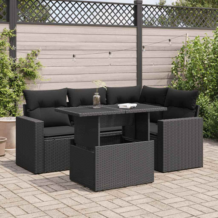Set Mobilier De Grădină Cu Perne, 5 Piese, , Poliratan