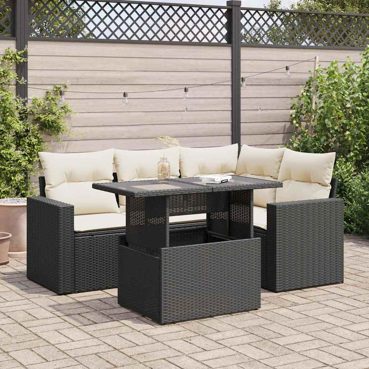 Set Mobilier De Grădină Cu Perne, 5 Piese, , Poliratan