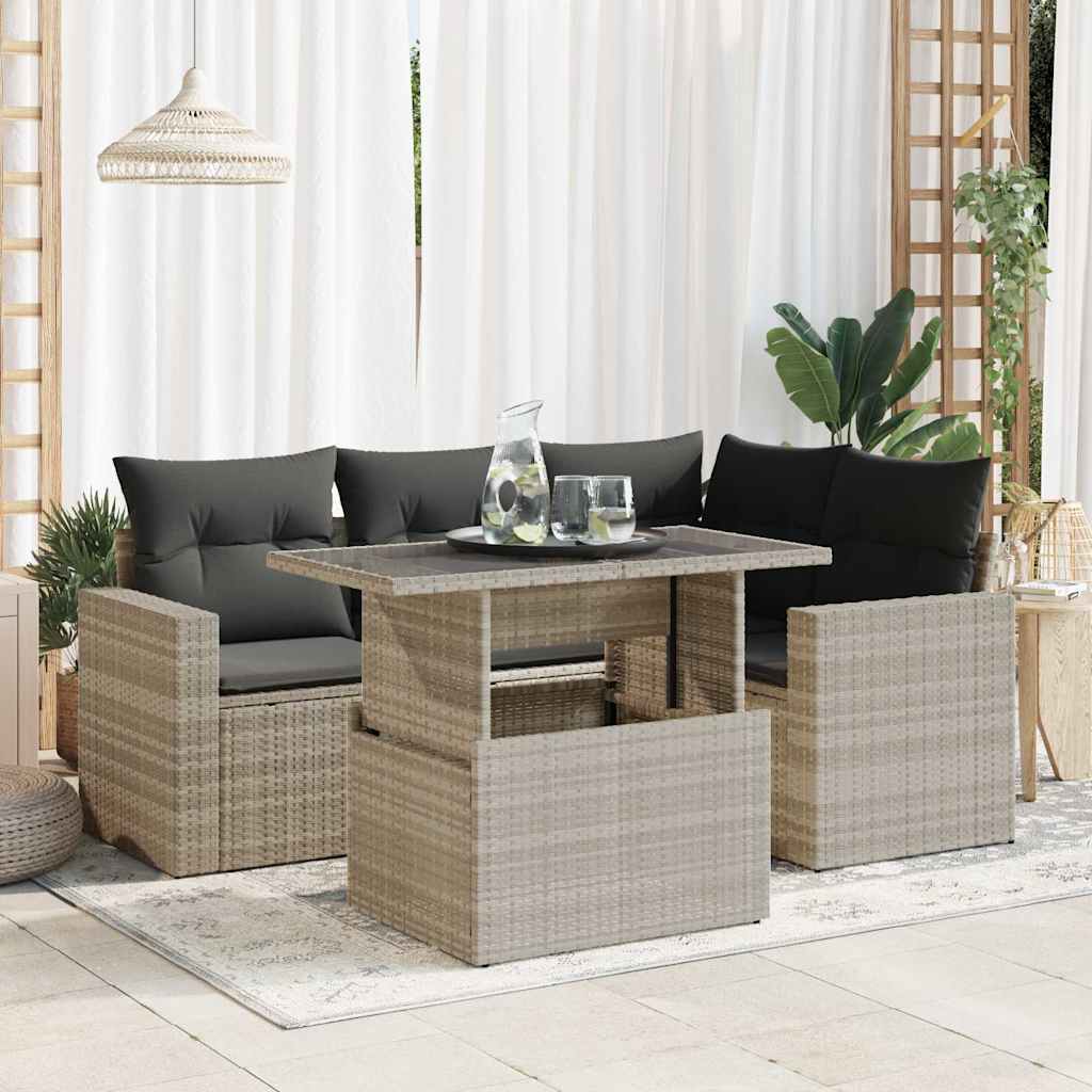 Set Mobilier De Grădină Cu Perne, 5 Piese, , Poliratan