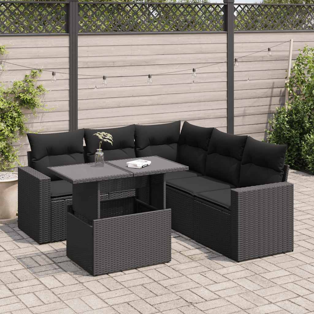 Set Canapele De Grădină Cu Perne, 6 Piese, Bej, Poliratan