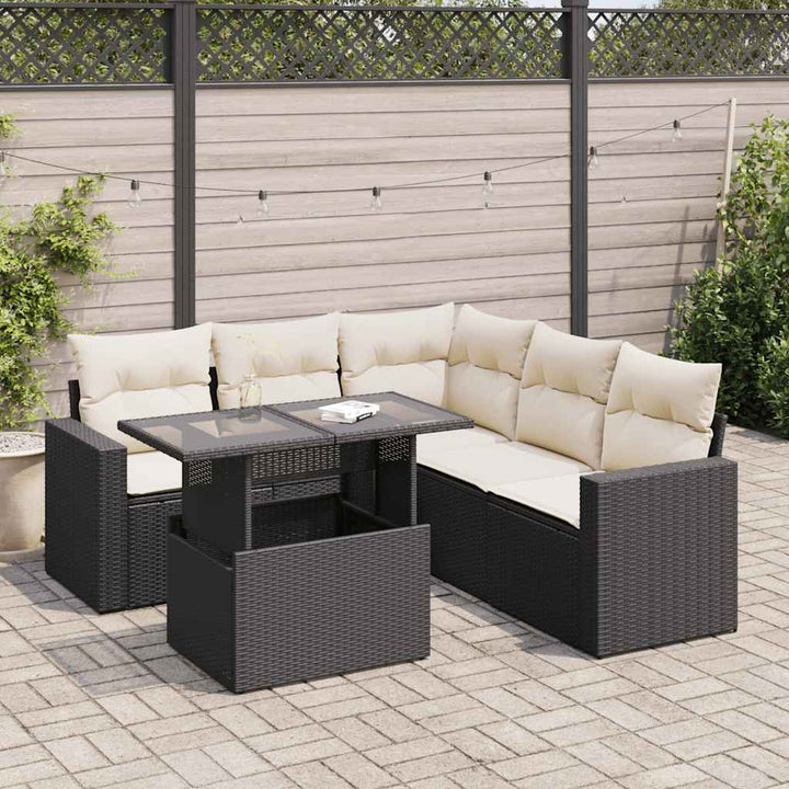 Set Canapele De Grădină Cu Perne, 6 Piese, Bej, Poliratan
