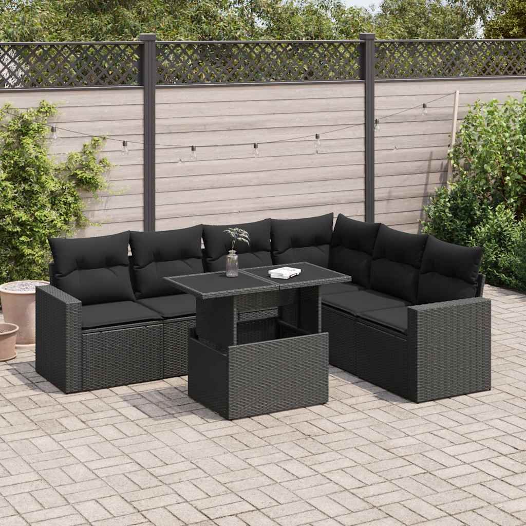 Set Canapele De Grădină, 7 Piese, Cu Perne, , Poliratan