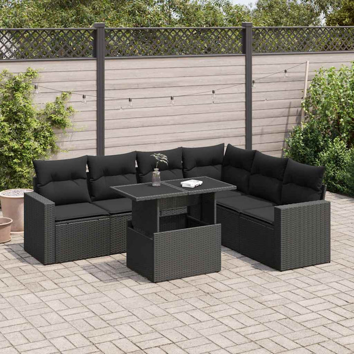 Set Canapele De Grădină, 7 Piese, Cu Perne, , Poliratan