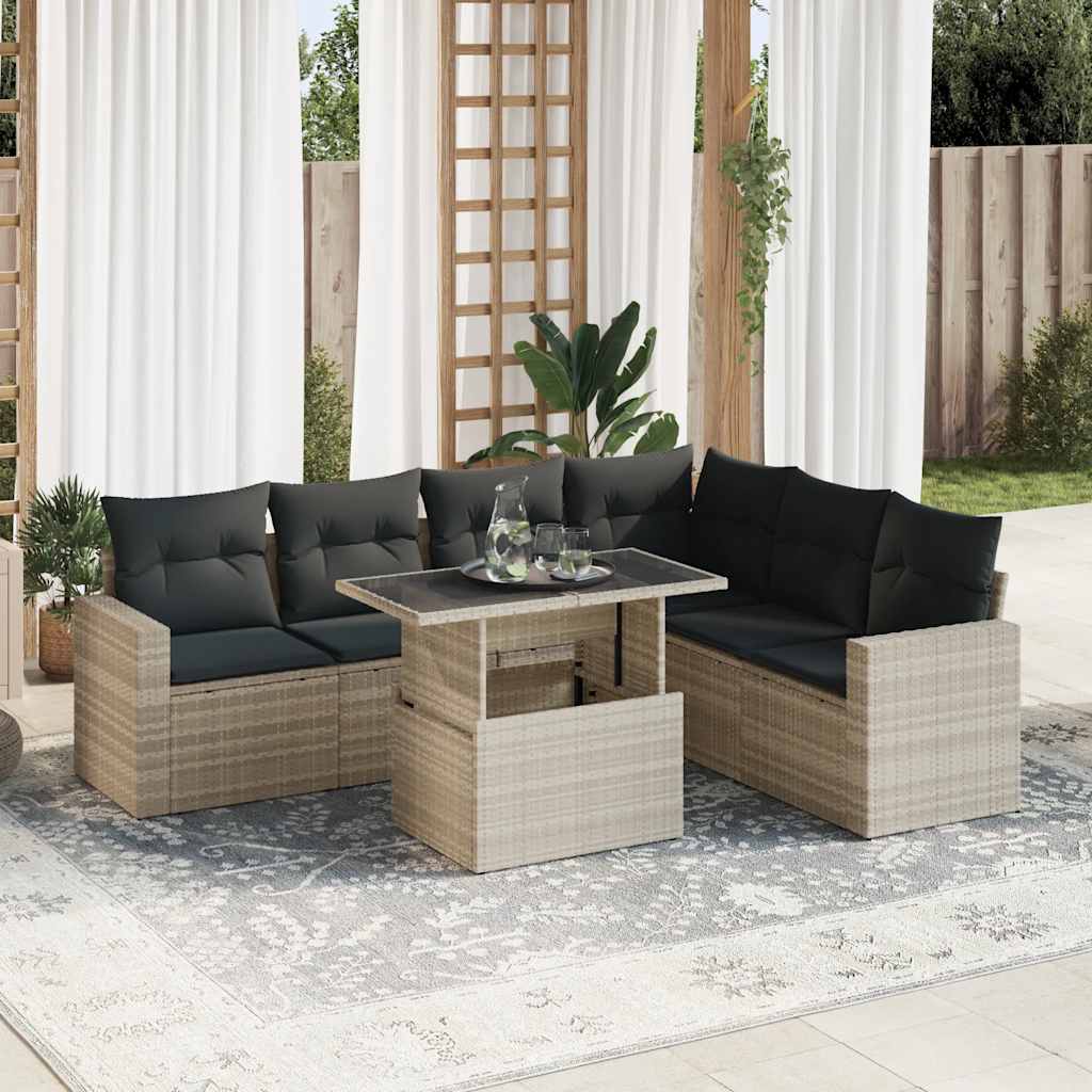 Set Canapele De Grădină, 7 Piese, Cu Perne, , Poliratan
