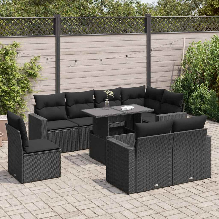 Set Mobilier De Grădină Cu Perne, 9 Piese, , Poliratan