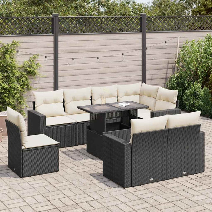 Set Mobilier De Grădină Cu Perne, 9 Piese, , Poliratan