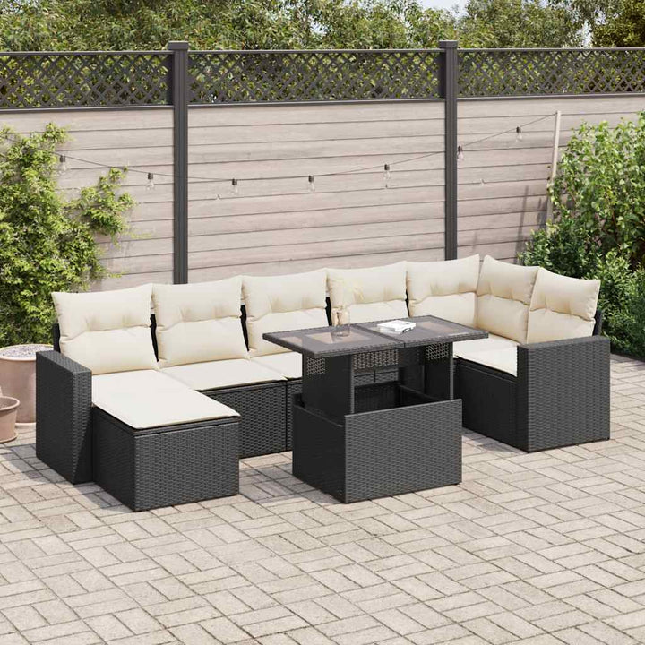Set Mobilier De Grădină Cu Perne, 8 Piese, , Poliratan