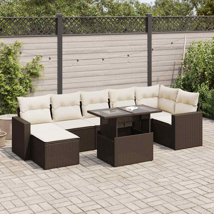 Set Mobilier De Grădină Cu Perne, 8 Piese, , Poliratan