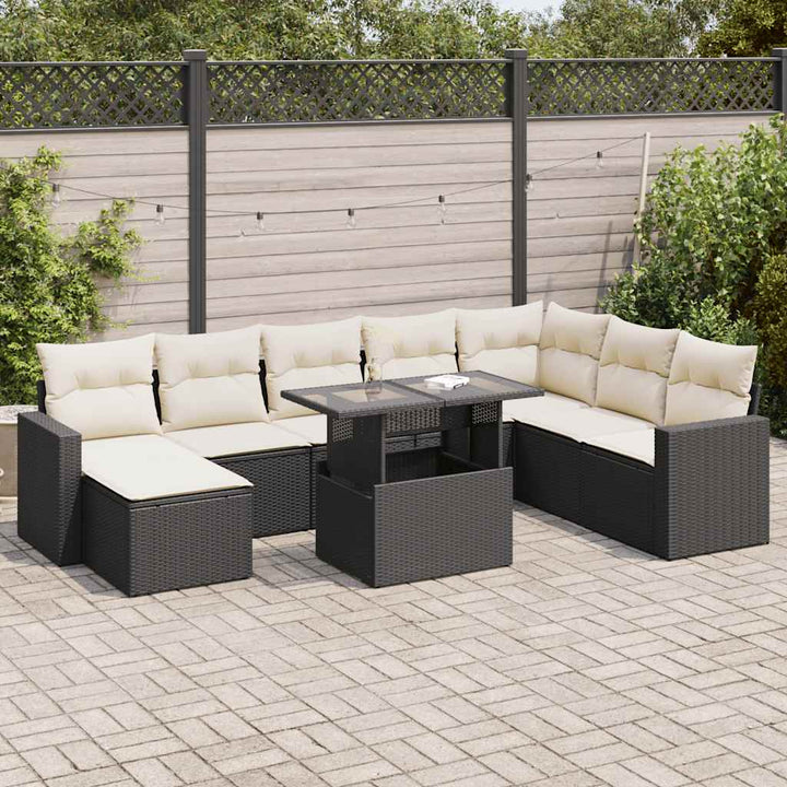Set Mobilier De Grădină Cu Perne, 9 Piese, , Poliratan