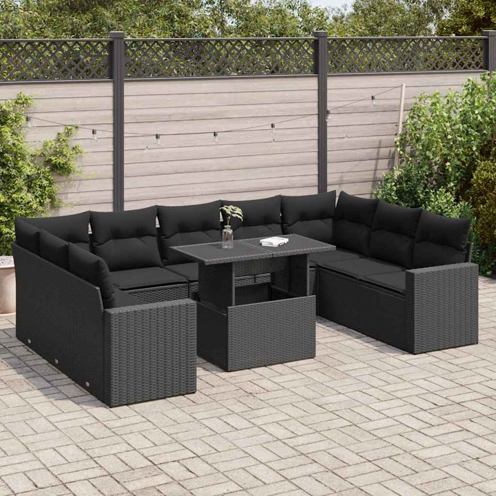 Set Canapele De Grădină Cu Perne, 10 Piese, Bej, Poliratan