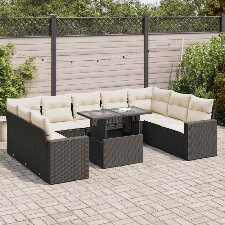 Set Canapele De Grădină Cu Perne, 10 Piese, Bej, Poliratan