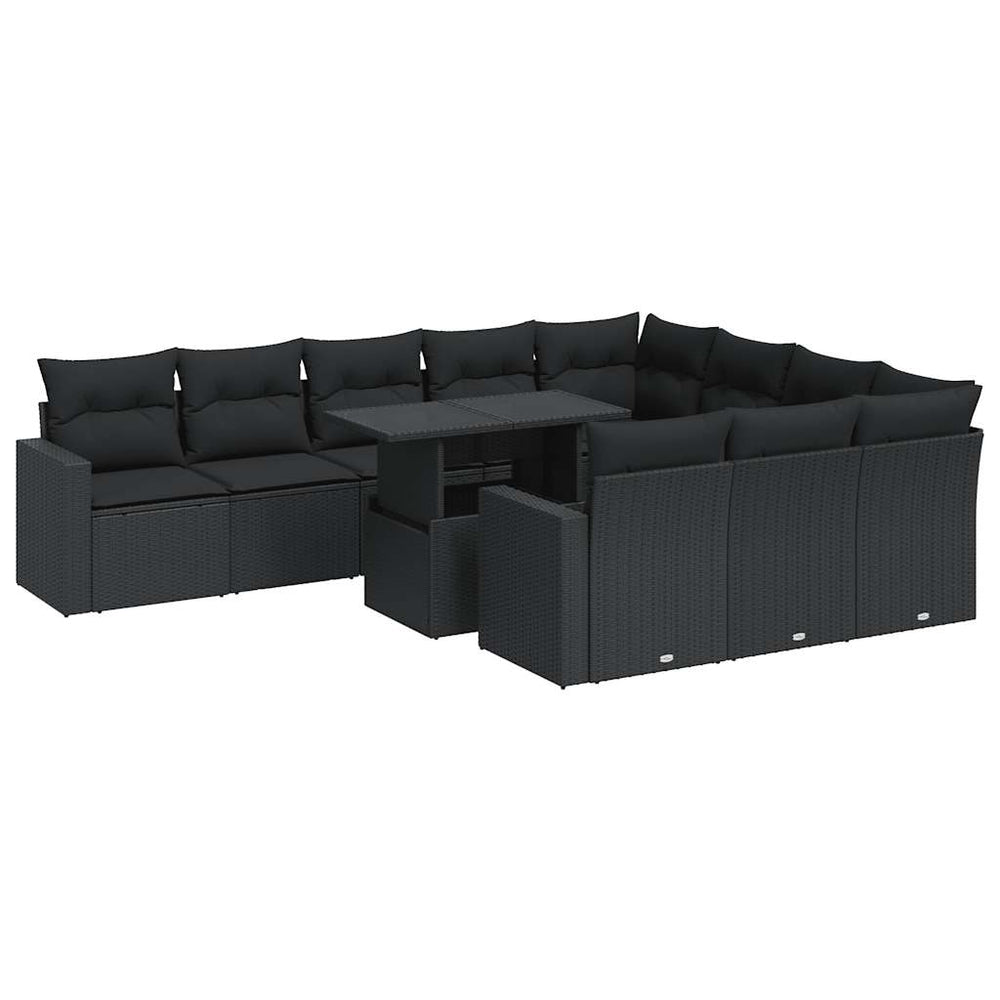 Set Canapele De Grădină Cu Perne, 11 Piese, , Poliratan