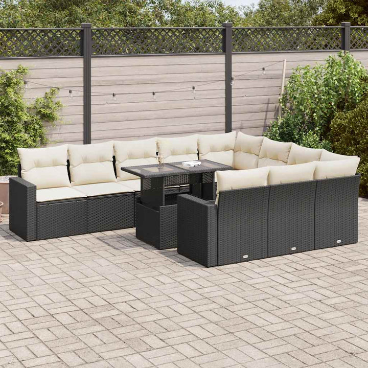 Set Canapele De Grădină Cu Perne, 11 Piese, , Poliratan