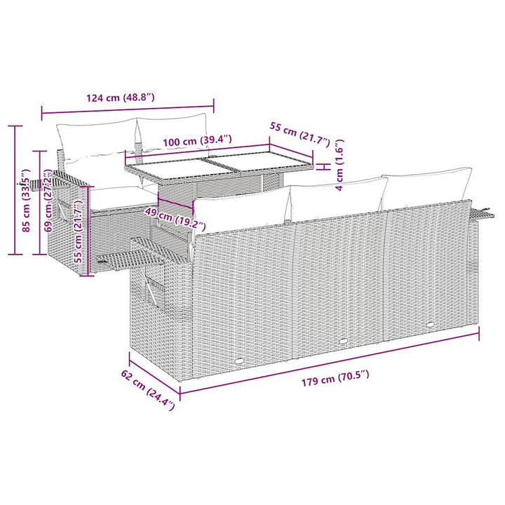 Set Mobilier De Grădină Cu Perne, 6 Piese, , Poliratan