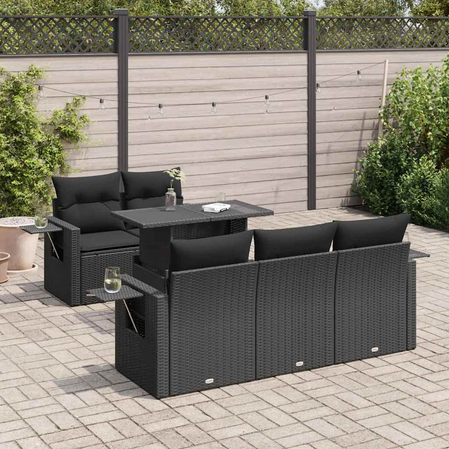 Set Mobilier De Grădină Cu Perne, 6 Piese, , Poliratan