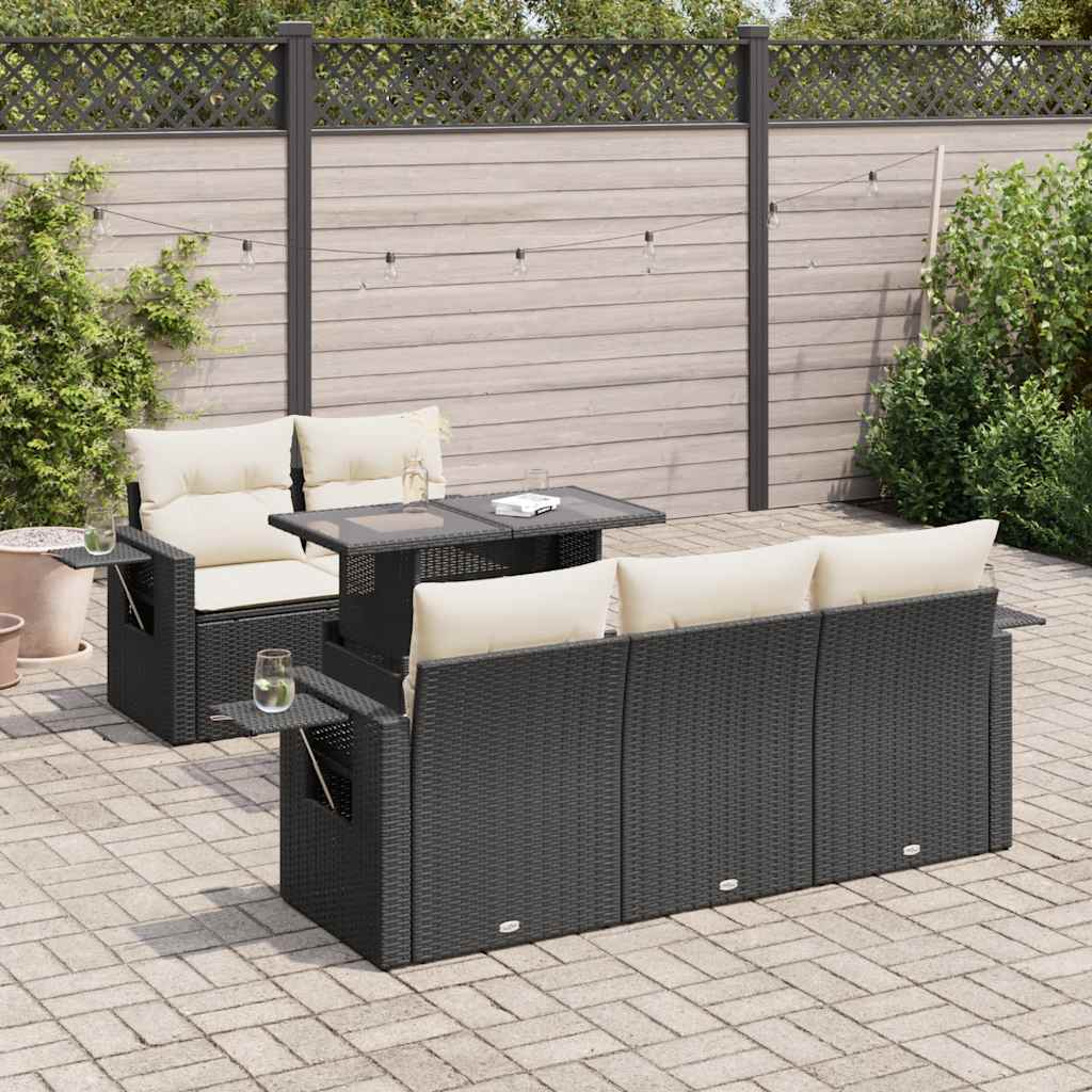 Set Mobilier De Grădină Cu Perne, 6 Piese, , Poliratan