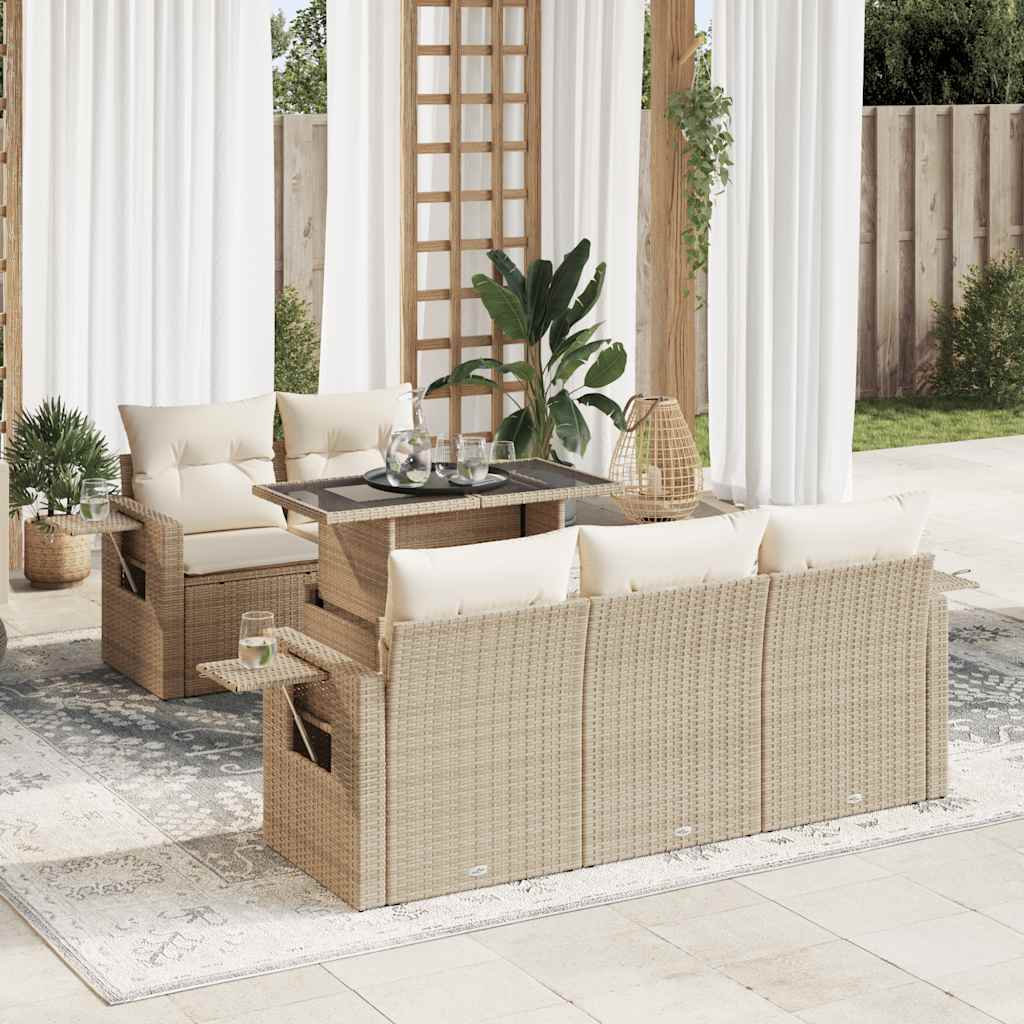 Set Mobilier De Grădină Cu Perne, 6 Piese, , Poliratan