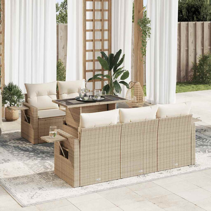 Set Mobilier De Grădină Cu Perne, 6 Piese, , Poliratan