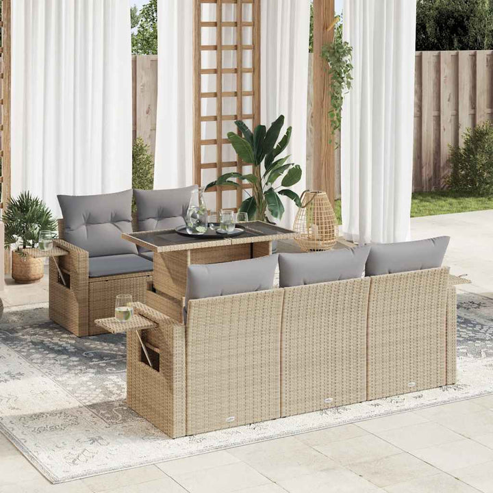 Set Mobilier De Grădină Cu Perne, 6 Piese, , Poliratan