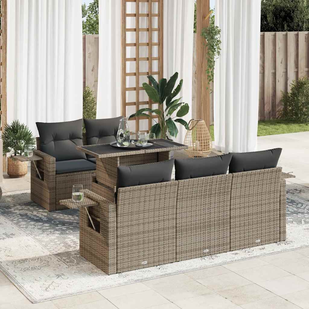 Set Mobilier De Grădină Cu Perne, 6 Piese, , Poliratan