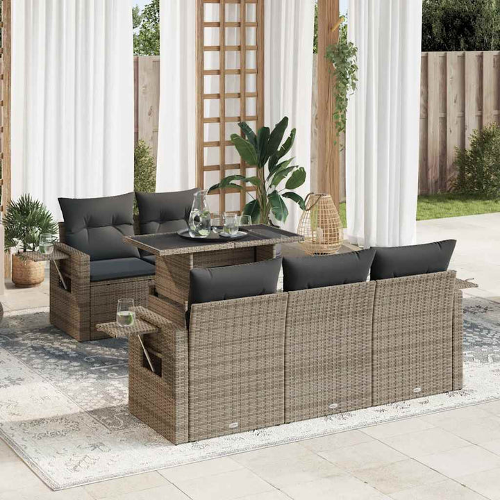 Set Mobilier De Grădină Cu Perne, 6 Piese, , Poliratan