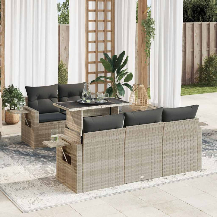 Set Mobilier De Grădină Cu Perne, 6 Piese, , Poliratan