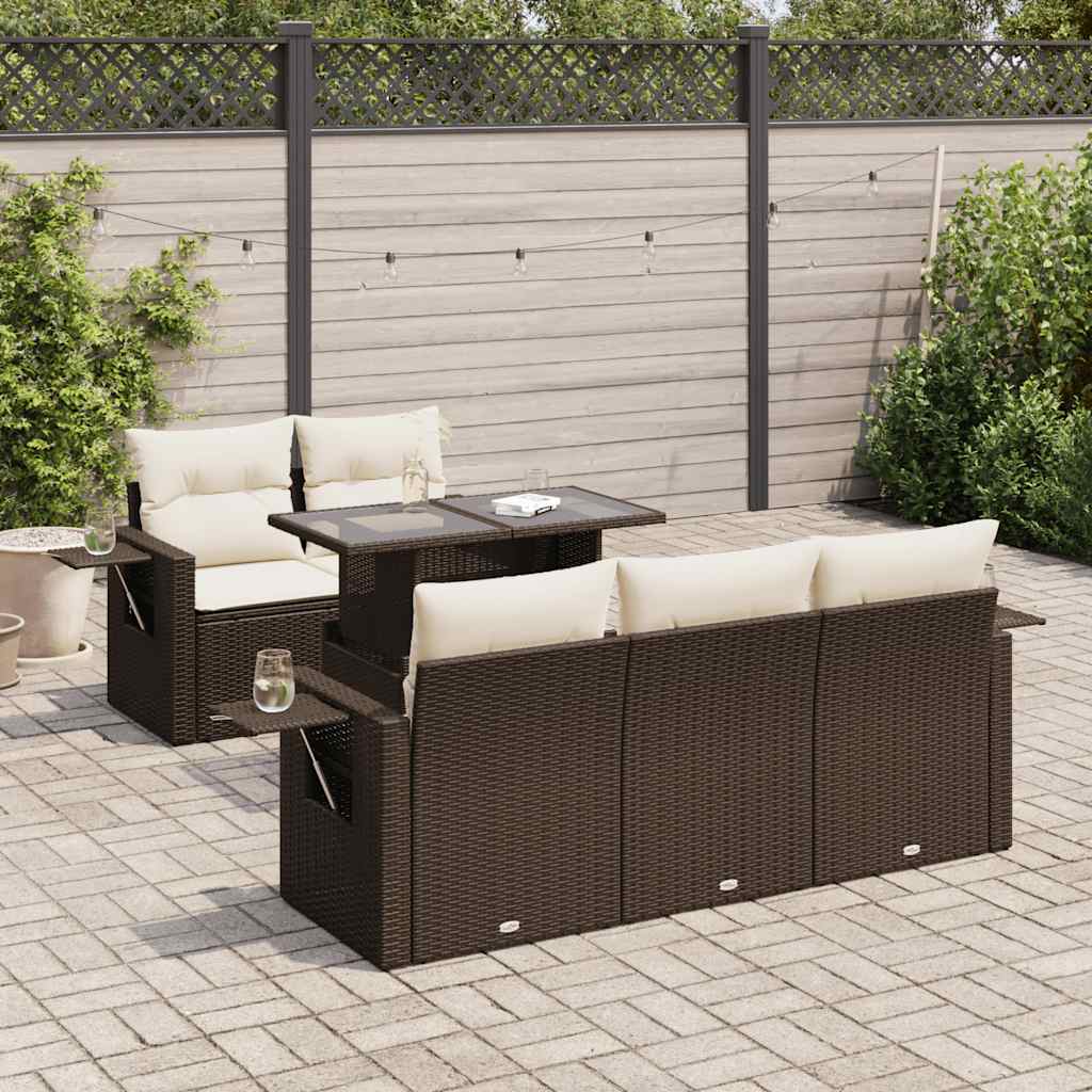 Set Mobilier De Grădină Cu Perne, 6 Piese, , Poliratan