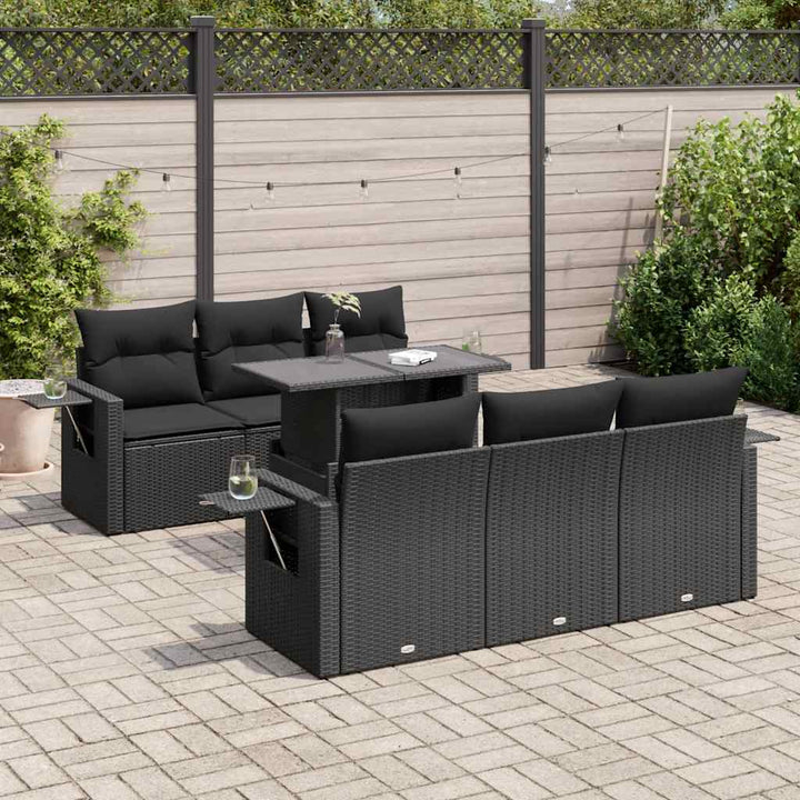 Set Canapele De Grădină Cu Perne, 7 Piese, , Poliratan