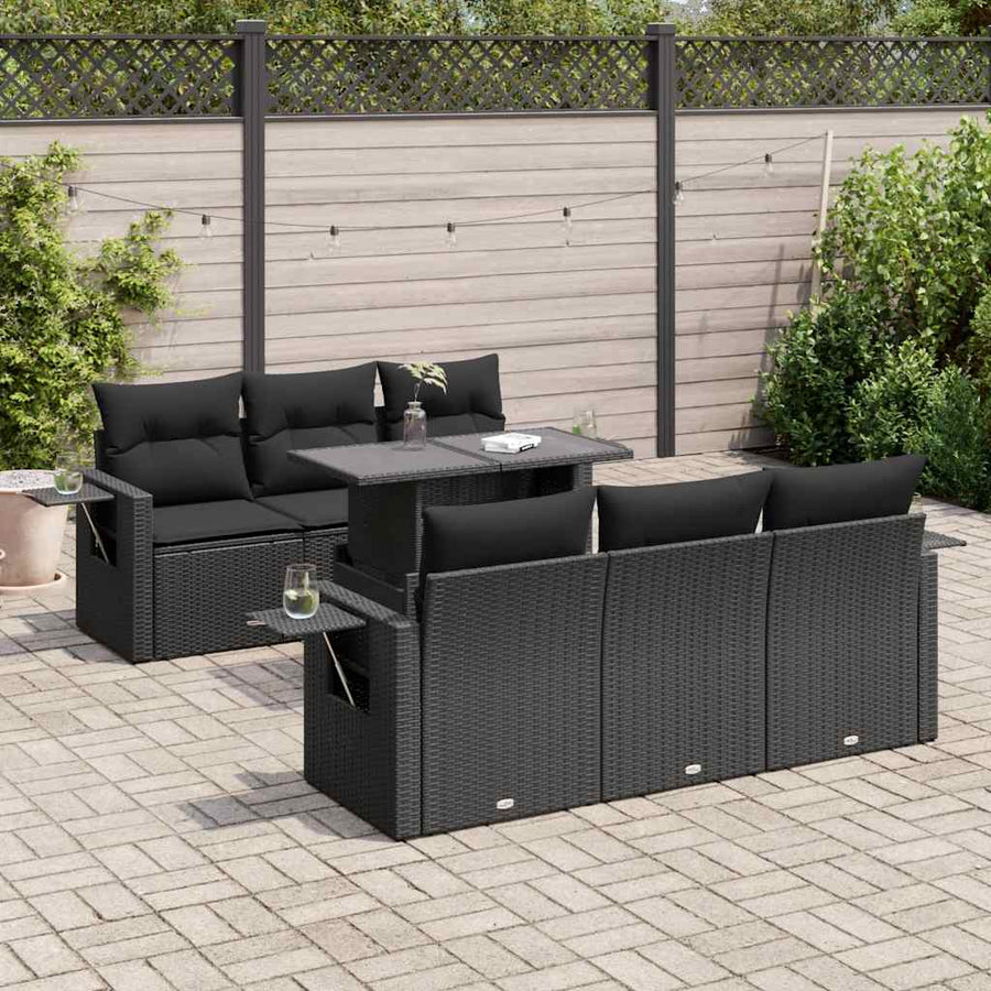 Set Canapele De Grădină Cu Perne, 7 Piese, , Poliratan
