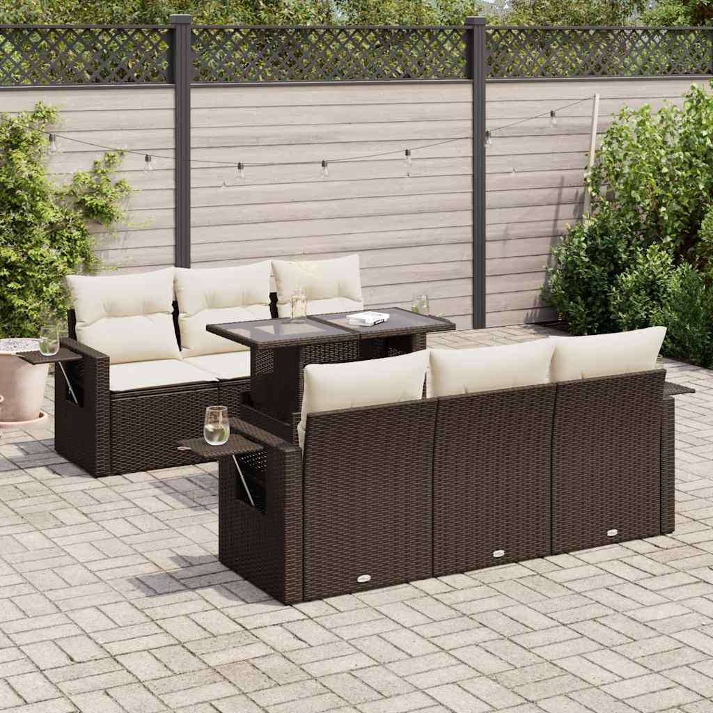 Set Canapele De Grădină Cu Perne, 7 Piese, , Poliratan