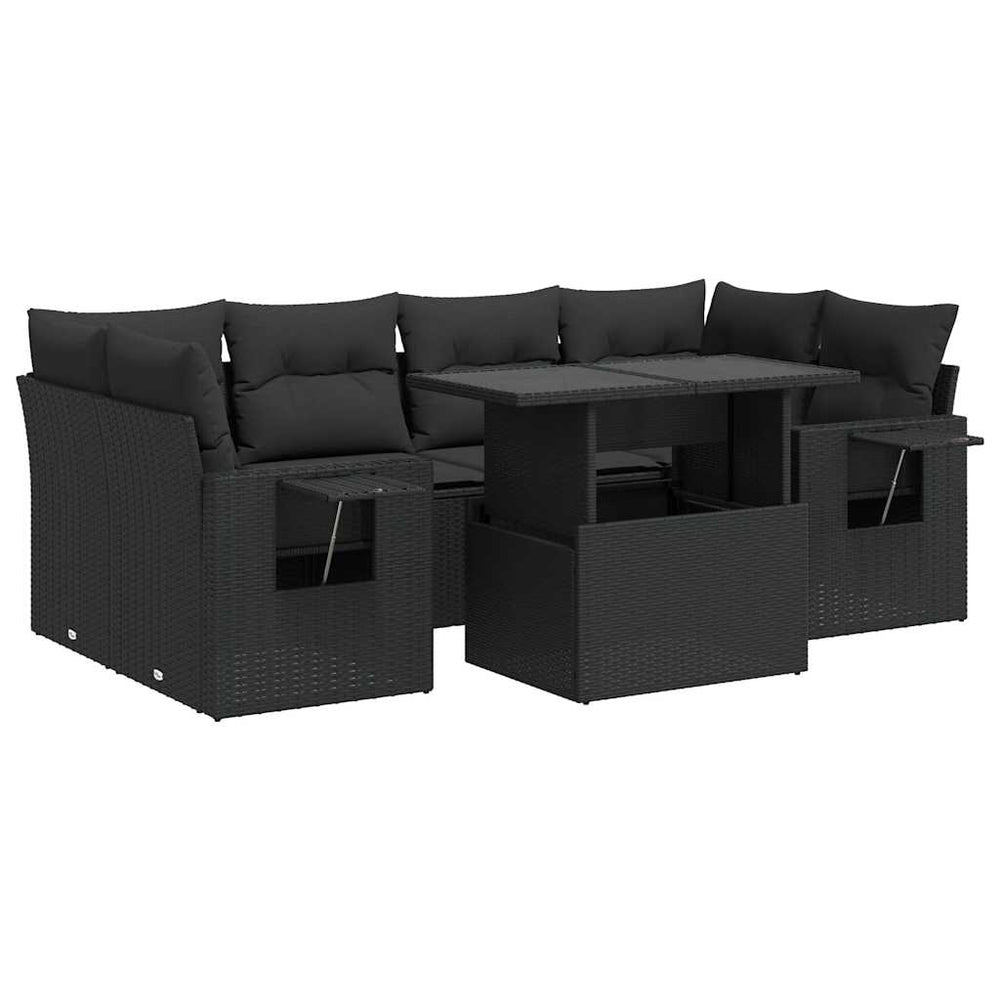 Set Canapele De Grădină Cu Perne, 7 Piese, , Poliratan
