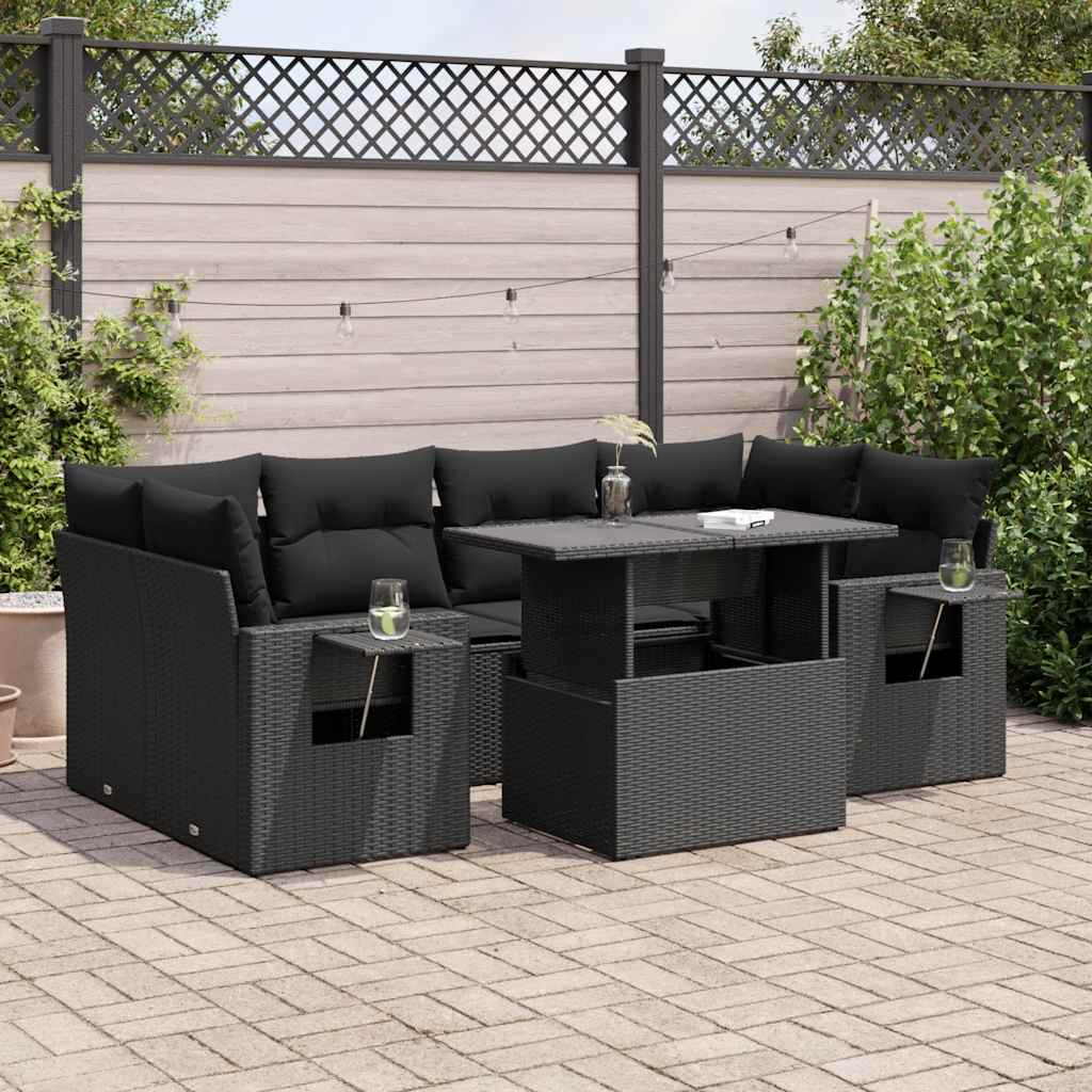 Set Canapele De Grădină Cu Perne, 7 Piese, , Poliratan