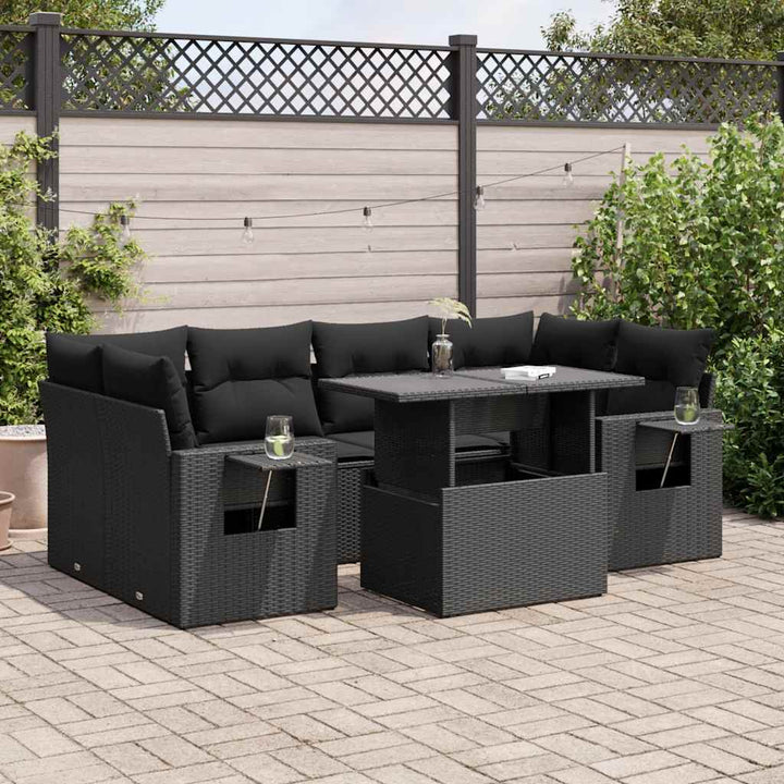 Set Canapele De Grădină Cu Perne, 7 Piese, , Poliratan