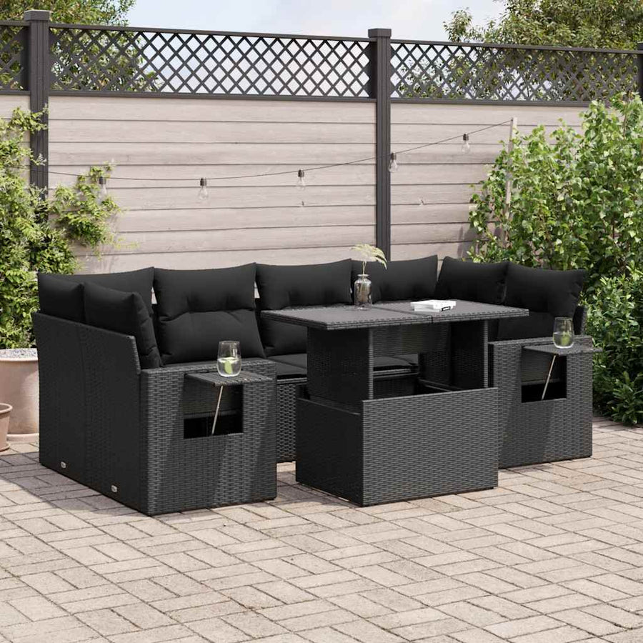 Set Canapele De Grădină Cu Perne, 7 Piese, , Poliratan