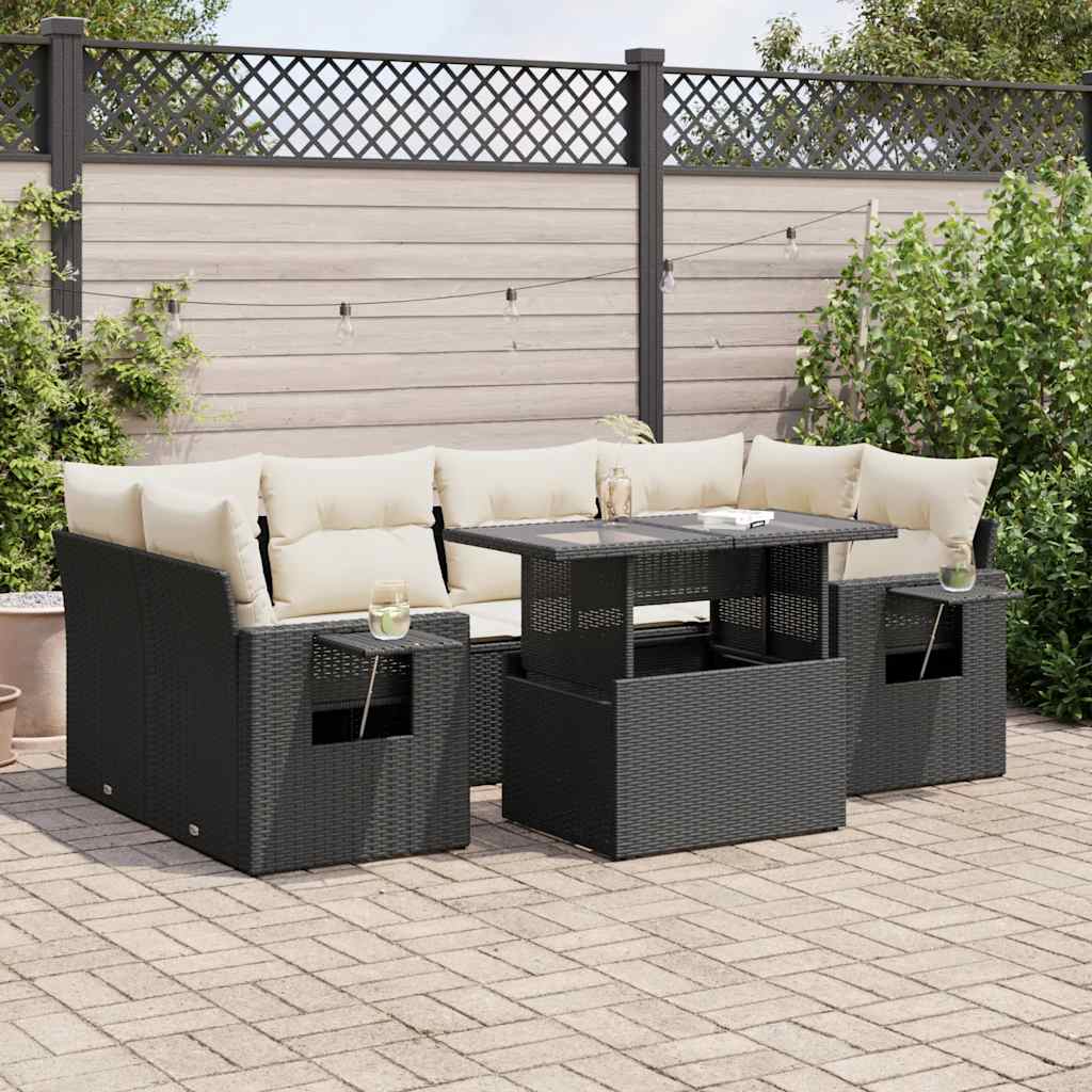 Set Canapele De Grădină Cu Perne, 7 Piese, , Poliratan