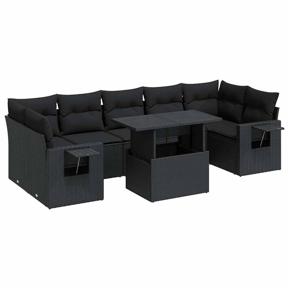 Set Mobilier De Grădină Cu Perne, 8 Piese, , Poliratan