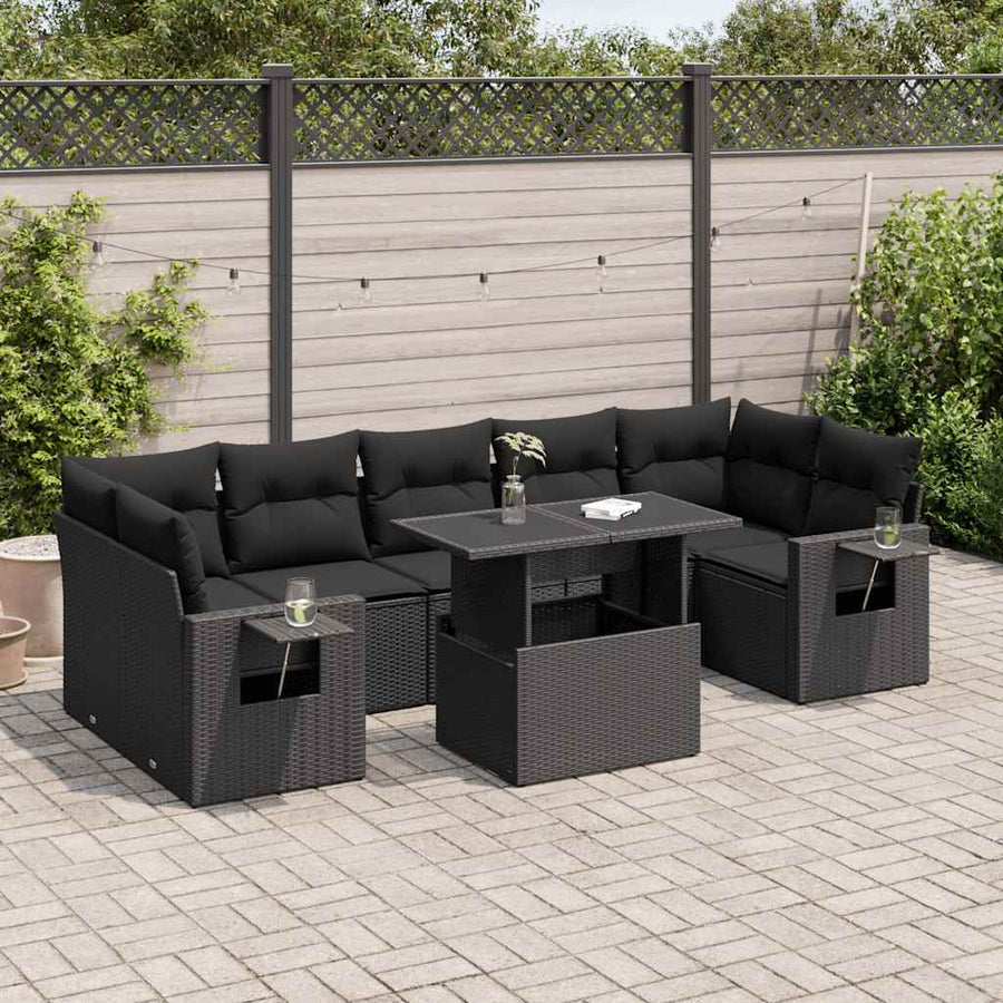 Set Mobilier De Grădină Cu Perne, 8 Piese, , Poliratan