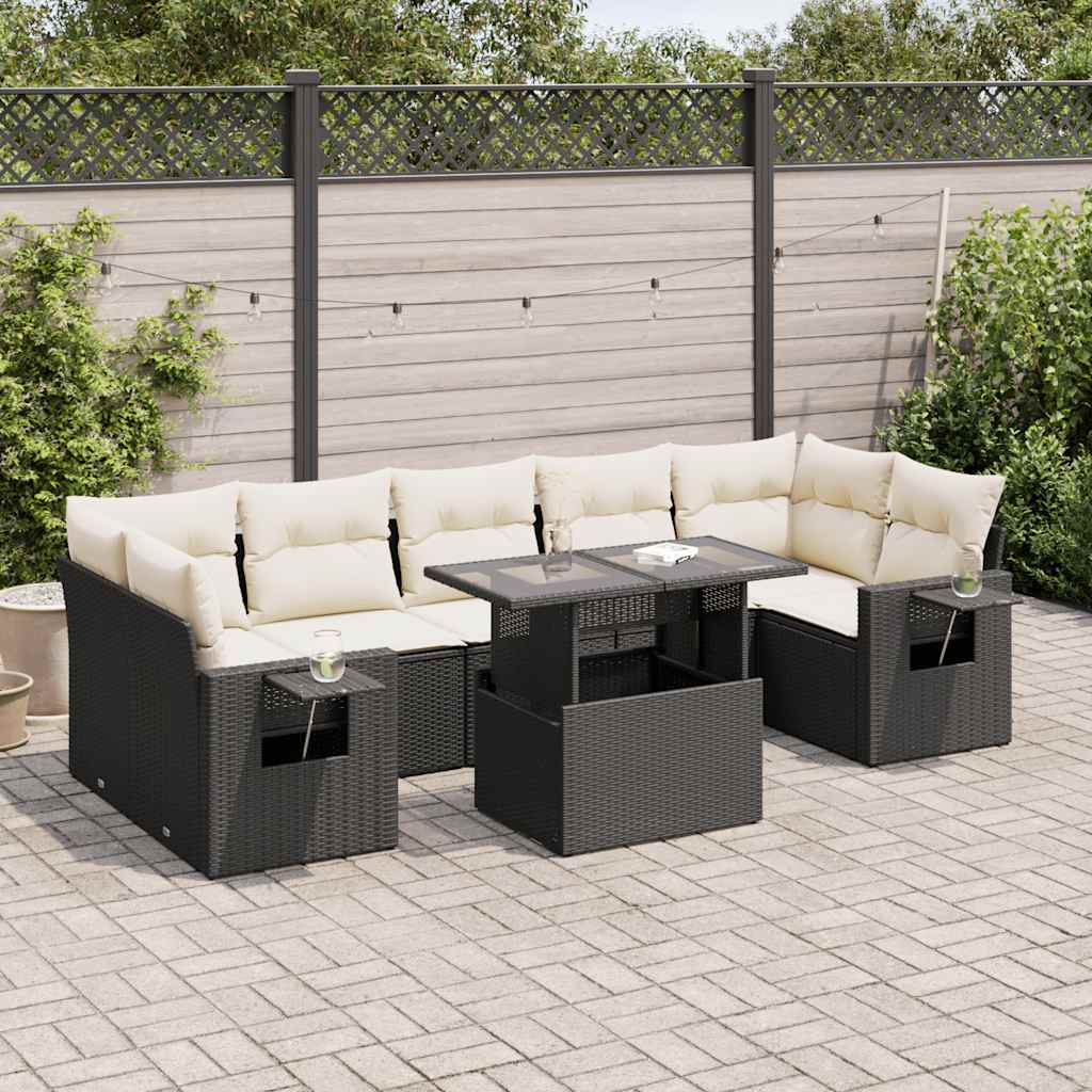 Set Mobilier De Grădină Cu Perne, 8 Piese, , Poliratan